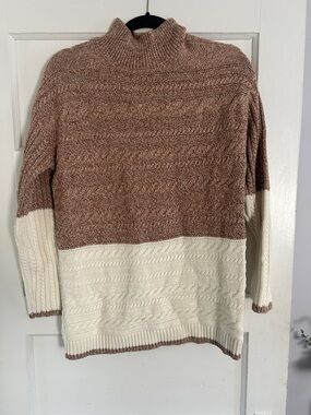 Talbots Marled Brown and Cream Turtleneck Sweater